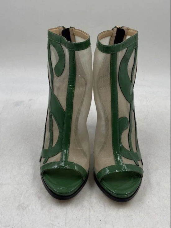 Katy Perry Collections Shoes - Katy Perry Green Mesh Peep-Toe Heeled Ankle Booties
